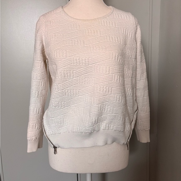 Moth White Crew Neck Sweater Ribbed Knit with side zippers - Picture 7 of 10